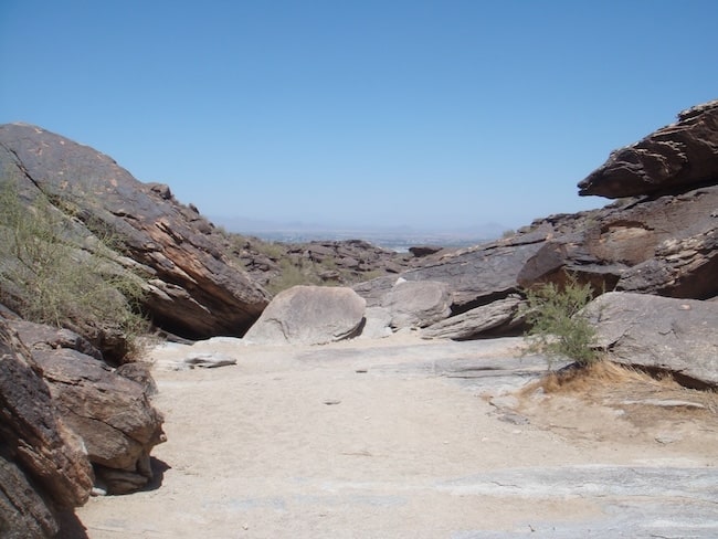 Sandy wash and rock formations in Hidden Valley